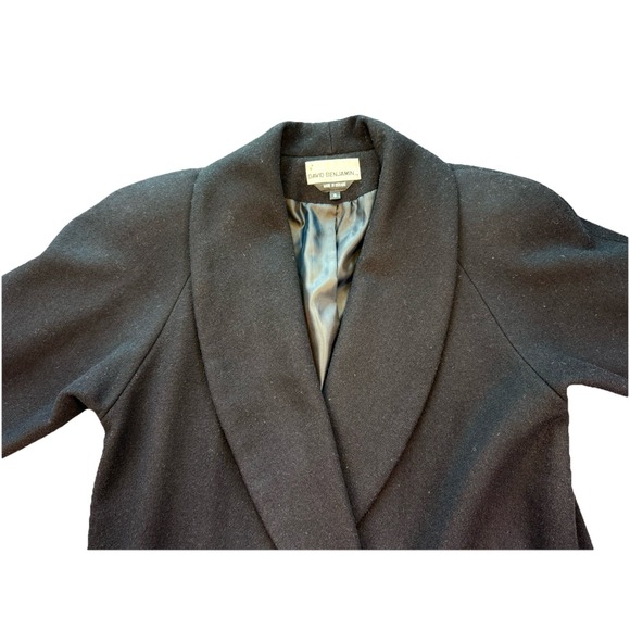 VTG David Benjamin Designer Collection Women's‎ Black 100% Wool Long Coat Sz 6 - Picture 1 of 9